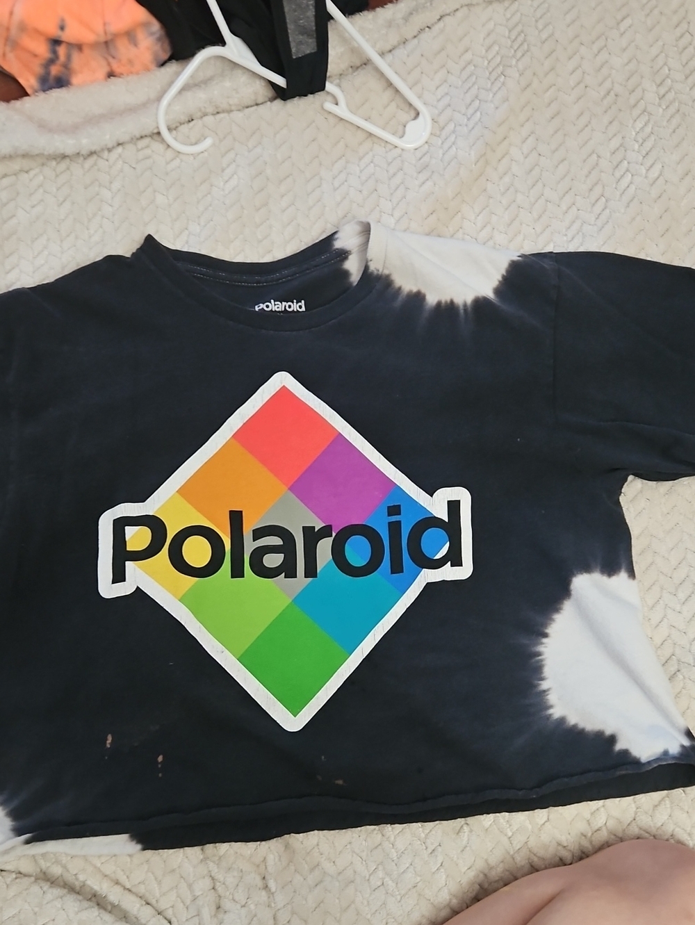 Polaroid Black & White Tie-Dye Tee with Rainbow Logo